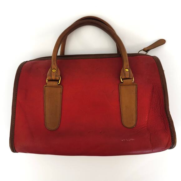 Coach Vintage Madison Satchel Handbag Doctor's Bag Red/Brown USA Made - Picture 4 of 13